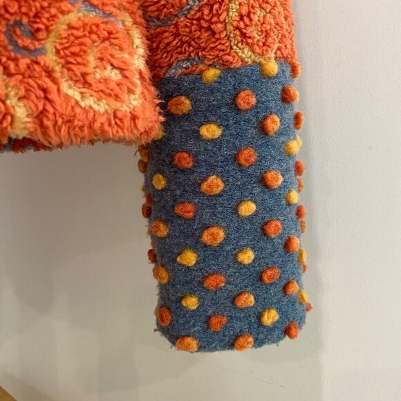 Stunning TLB Design cardigan Jacket Orange grey Blue popcorn Textured Size Large - Picture 6 of 12